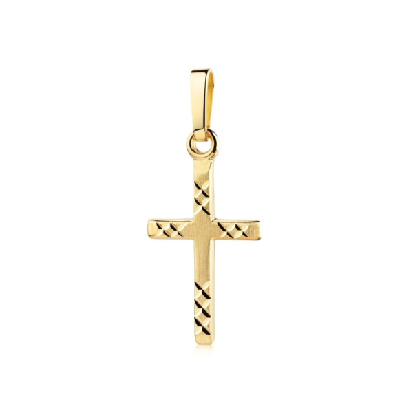Anhänger Kreuz matt und diamatiert 14k Gold
