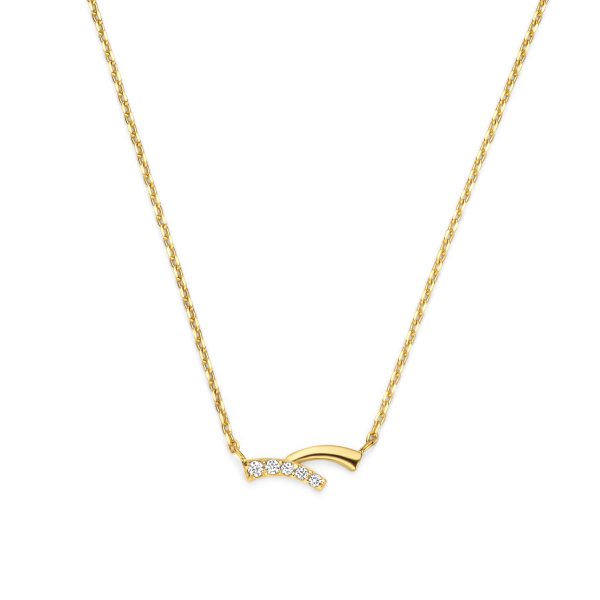 Kette Double Wave mit 5 Zirkonia 14k Gold