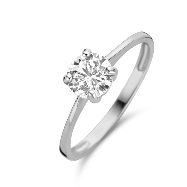 Ring Zirkonia eckig 6 mm 14k Weißgold